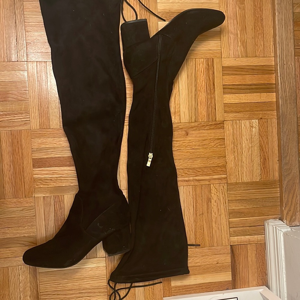 Lulu's Black Over-the-Knee Block Heel Boots